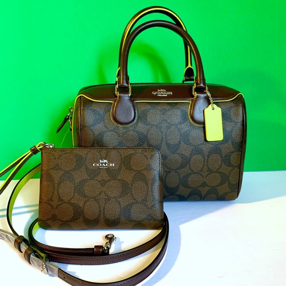 Coach Handbags - Coach Mini Bennett Leather Satchel / Wristlet Set